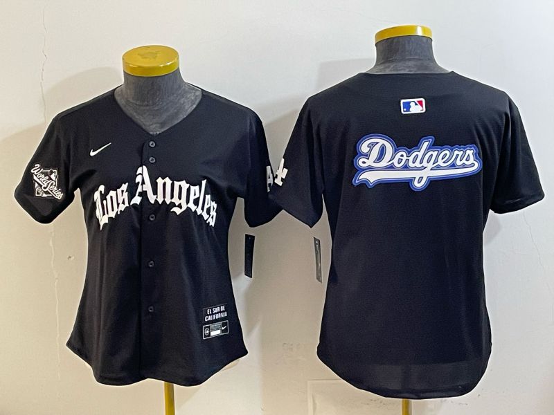 Women 2026 Los Angeles Dodgers Blank Black Game Nike MLB Jersey style 0018